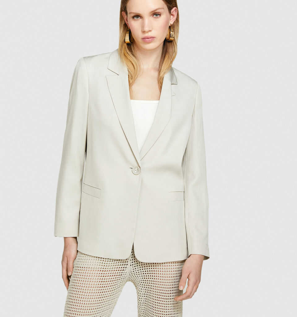 Single-breasted blazer - women's blazers - Beige | Sisley image number 4